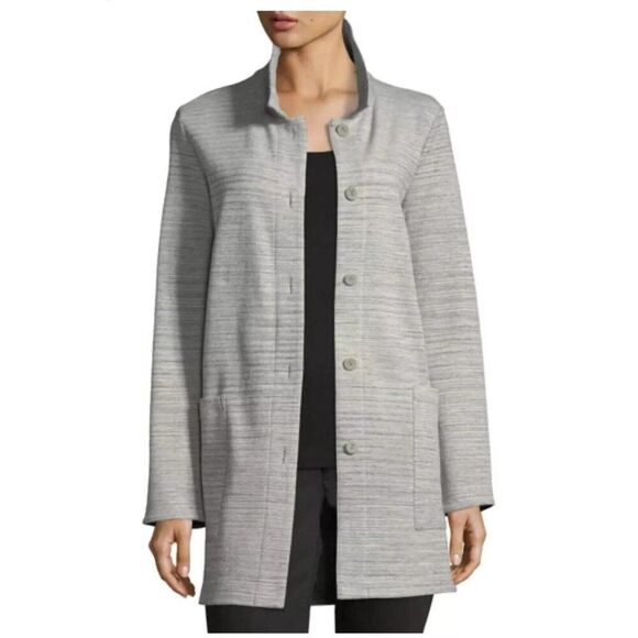 Eileen Fisher Woman's Chevron Knit Long Sleeve Jacket Coat Pockets - Picture 1 of 11